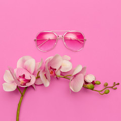 Eyewear Accessory concept. Stylish pink sunglasses
