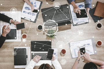 Digital Marketing Technology Solution for Online Business Concept - Graphic interface showing...