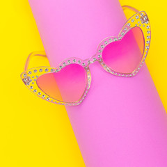 Stylish pink retro heart sunglasses Fashion trendy accessory