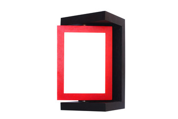 Red desktop wood frame isolate on white background