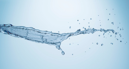 blue water splash isolated on blue background