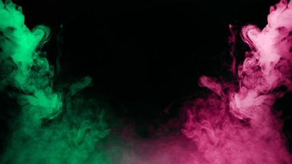 Abstract art colored smoke  on black isolated background