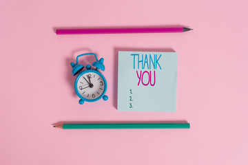 Handwriting text Thank You. Conceptual photo a polite expression used when acknowledging a gift or...