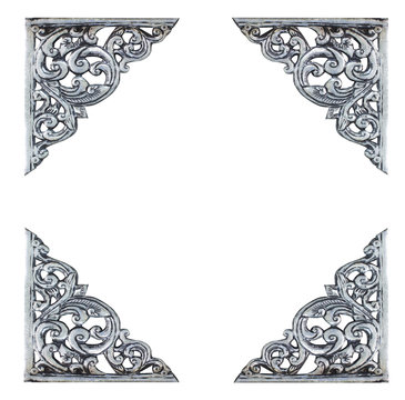 Old antique silver frame thai style pattern 