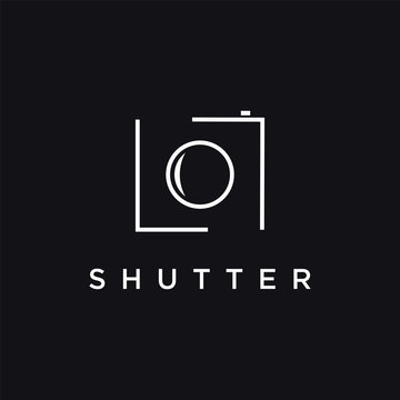 Minimalist Photography Camera Logo Icon Vector Template On Black Background