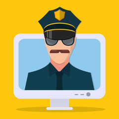 online cyber security concept symbol isolated vector illustration