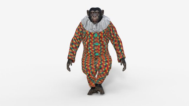 3d model monkey walking, transparent background