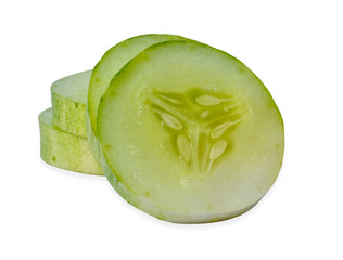slices of cucumber isolated on white