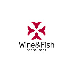 Wine and Fish logo idea for a restaurant, cafe or wine shop