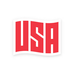 USA letters in the form of a waving flag