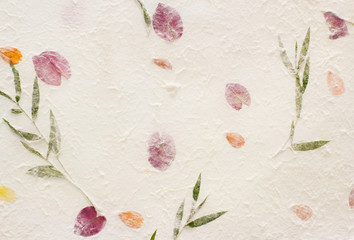 mulberry paper with red flowers texture background