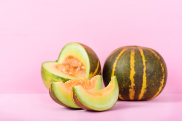 Thai melon on pink background