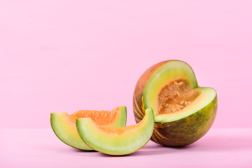 Thai melon on pink background
