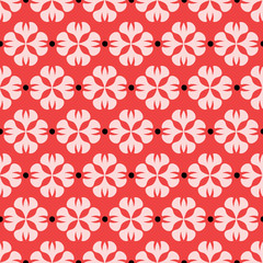 Abstract geometric floral seamless pattern. A stylized floral vector repeat design background in pink, red and black.