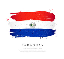 Flag of Paraguay. Brush strokes are drawn by hand.