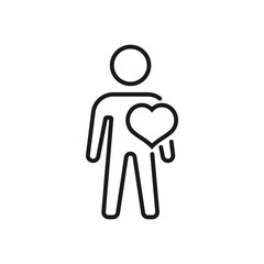 a man in love - minimal line web icon. simple vector illustration. concept for infographic, website or app.