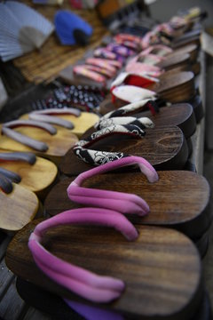 Traditional Japanese wooden "Geta" sandals, Japan