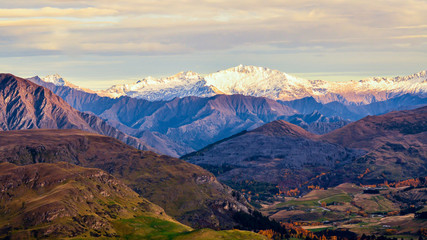 Plakat Beautiful scenery with lakes and mountains on the South Island of New Zealand.