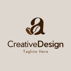 design logo creative letter A and coffee, Coffee Beans logo initial A design template for use coffee shop