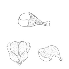 Vector design of food and grilled symbol. Collection of food and bird vector icon for stock.