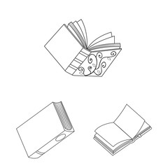 Vector illustration of study and literature icon. Set of study and source vector icon for stock.