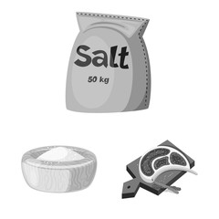 Vector illustration of salt and food logo. Set of salt and mineral stock symbol for web.