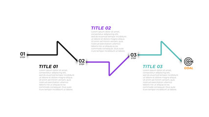 Thin line minimal infographics design template with 3 options, arrows. Vector linear element.