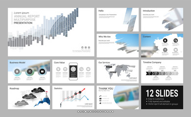 Presentation slide template for your company with infographic elements, design cover all styles and creative used to provide your audience with a quick overview of your business plan idea to investor.