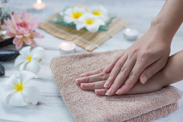 Obraz na płótnie Canvas Spa treatment and product for female feet and hand spa