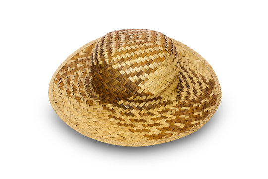 brown straw hat isolate on white background