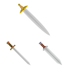 Vector design of sword and dagger icon. Set of sword and weapon vector icon for stock.