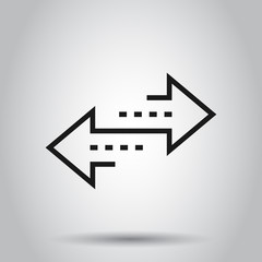 Reverse arrow sign icon in flat style. Refresh vector illustration on white background. Reload business concept.