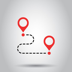 Move location icon in flat style. Pin gps vector illustration on isolated background. Navigation business concept.
