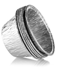 The Empty Pie and Bread Shiny Aluminium Templates in White Isolated Background