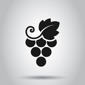 recommend clip art: Grape fruits sign icon in flat style. Grapevine vector illustration on isolated background. Wine grapes business concept.