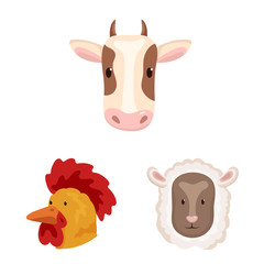 Vector design of farm and head symbol. Collection of farm and homemade vector icon for stock.