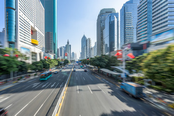 Obraz premium City road with moving car, Shenzhen, china
