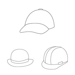 Isolated object of headgear and napper icon. Collection of headgear and helmet stock symbol for web.
