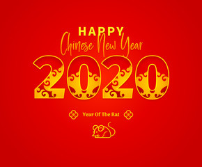 Fototapeta na wymiar Card with a White Metal Rat symbol of 2020 on the Chinese calendar.
