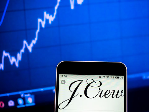 Kiev, Ukraine, February 10, 2019, illustrative editorial.   J.Crew Specialty retail company logo seen displayed on smart phone