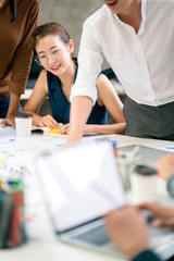 creative agency business brain storm meeting presentation Team discussing roadmap to product launch, presentation, planning, strategy, new business development