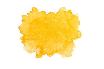 Yellow watercolor paint on white background.