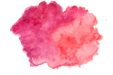 Mixed Pink and Red watercolor stain with colorful shades paint on white background.