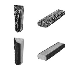 Vector illustration of tree and raw sign. Set of tree and construction stock symbol for web.