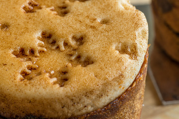 closeup view christmas mini cakes on wooden board