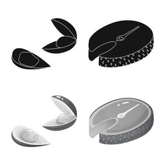 Isolated object of fresh and restaurant symbol. Collection of fresh and marine stock symbol for web.