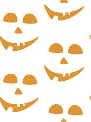 Seamless pattern with halloween carved jack faces silhouettes on black background. Can be used for scrapbook digital paper, textile print, page fill. Vector illustration