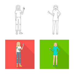 Vector design of posture and mood icon. Collection of posture and female stock symbol for web.