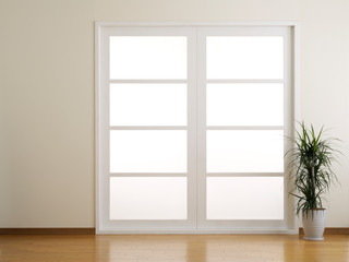 White room with house plant