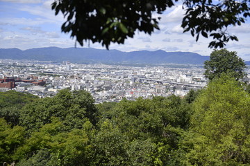 View on Kyoto city from Inari Mount, Fushimi Inari Taisha Shinto Shrine, Kyoto, Japan